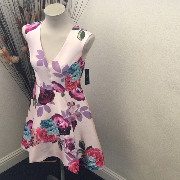 Shelby Nites Pale Pink Floral High Low Dress - Picture 4 of 9